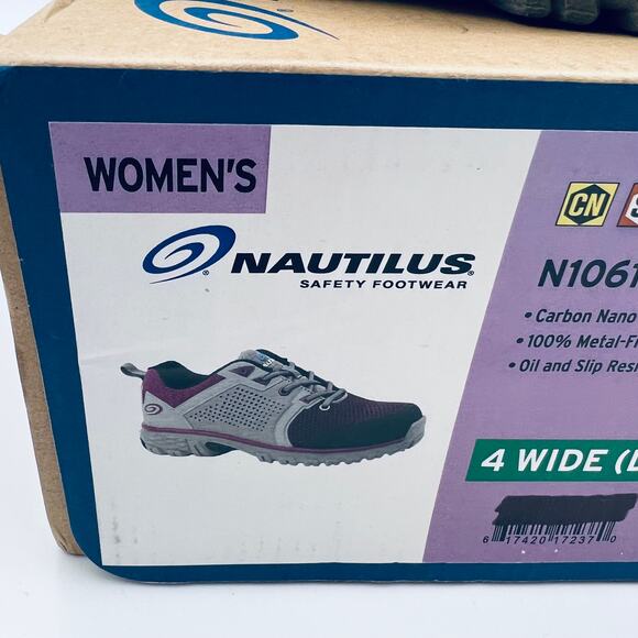 Nautilus Safety Footwear Zephyr CT Grey Purple Women's Size 4 D Wide New w Box - Picture 3 of 12